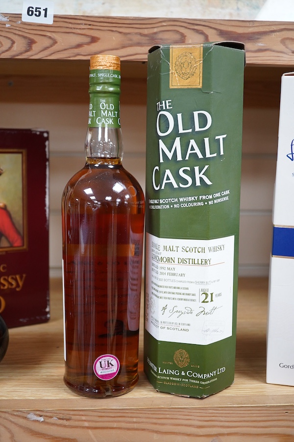 A boxed The Old Malt Cask 21 year Longmorn whisky, distilled May 1992, bottled February 2014. Condition - good